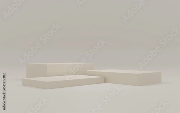 Fototapeta Pastel color product background stand or podium pedestal on empty display with 3 pastel backdrops. 3D rendering.
