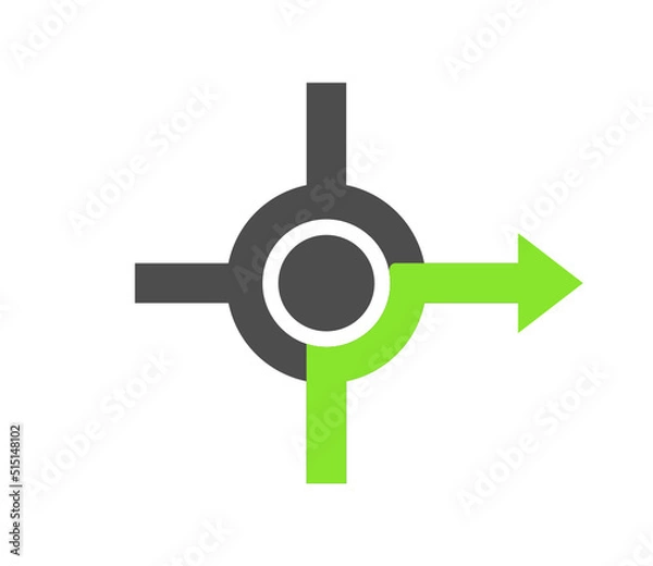 Obraz rond-point tourne à droite symbole flèche verte