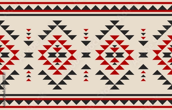 Obraz Geometric ethnic seamless pattern in tribal. Beautiful carpet ethnic art. American, Mexican style. Design for background, wallpaper, illustration, fabric, clothing, carpet, textile, batik, embroidery.