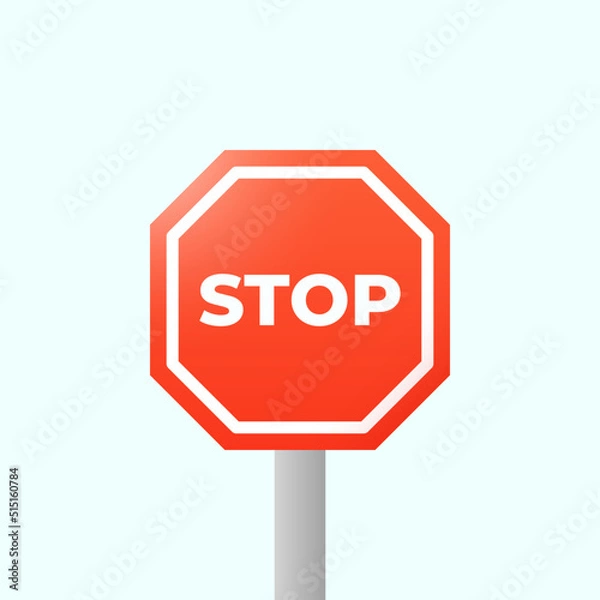 Obraz Vector stop road sign on a light blue background