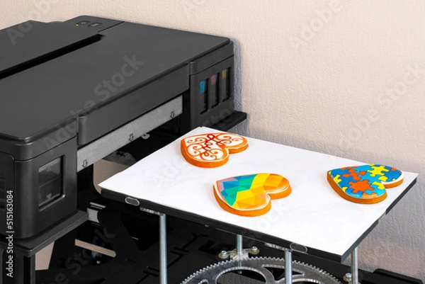 Fototapeta Food printer for drawings on cakes, gingerbread and cookies