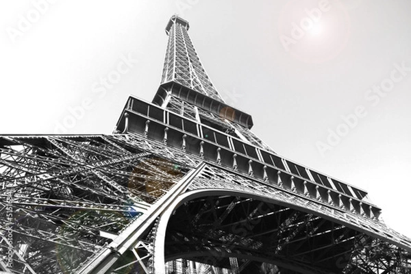Obraz czarno-biała wieża eiffla