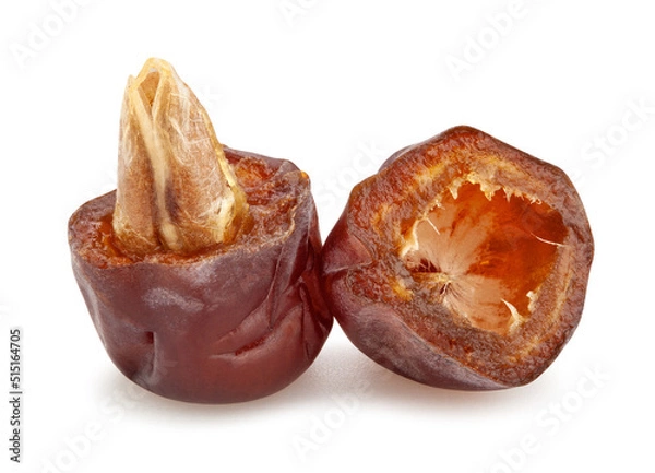 Obraz sliced date fruit path isolated on white