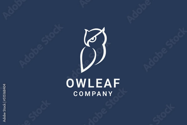 Obraz Owl with leaf wing logo design vector illustration.