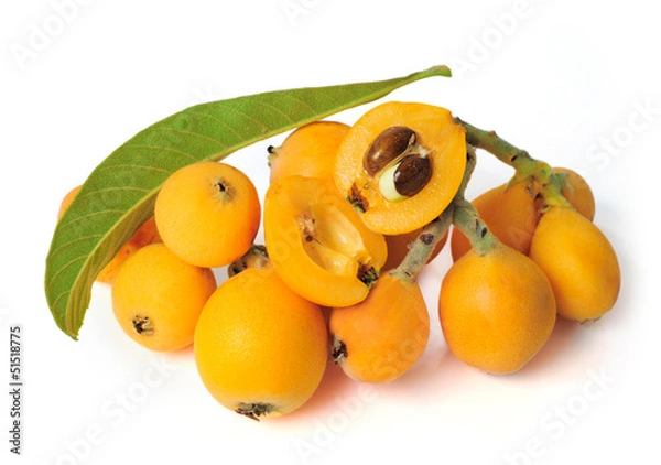 Fototapeta Loquat Fruits Pile Halves with Seeds