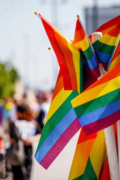Fototapeta Background of many rainbow LGBT flags.
