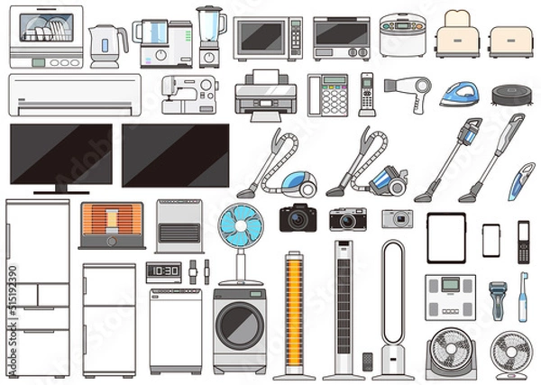Fototapeta 生活家電のセットイラスト