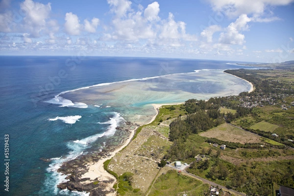 Obraz Helicopter flight above Mauritius