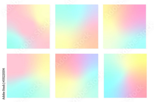 Fototapeta Abstract tender pastel coral and teal blue vibrant gradient colors backgrounds for fashion flyer, brochure design. Set of soft, delicate wallpaper for mobile apps, vector banner, posterer