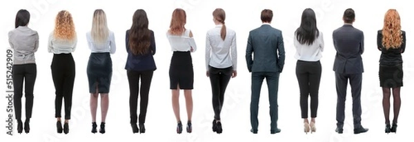 Obraz rear view. business team looking forward. isolated on white