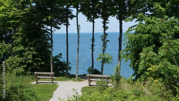 Obraz bench by the lake