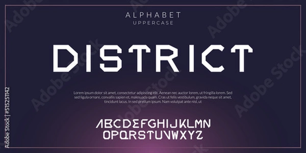Obraz Vector alphabet font, future modern lettering style.