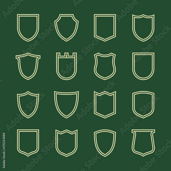 Fototapeta Collection of shield icon vector template double outline