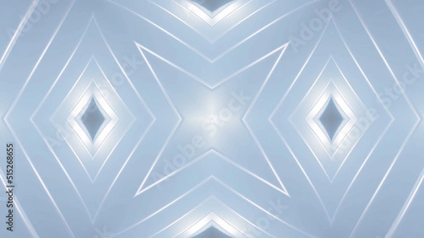 Fototapeta 3d render. Abstract pattern. Pearl material. Kaleidoscope effect with symmetrical structure with round thing like rings or circles twisting in concentric structure. 3D stylish abstract white bg.