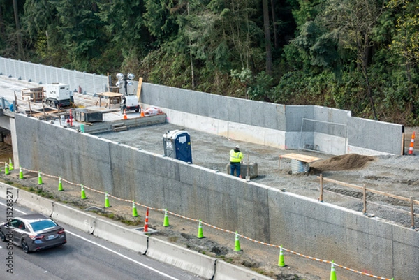 Fototapeta Construction area beside freeway