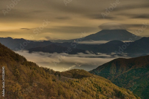 Obraz 吊るし雲と雲海と富士山
