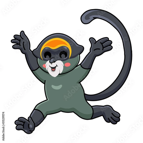 Obraz Cute de brazza's monkey cartoon running