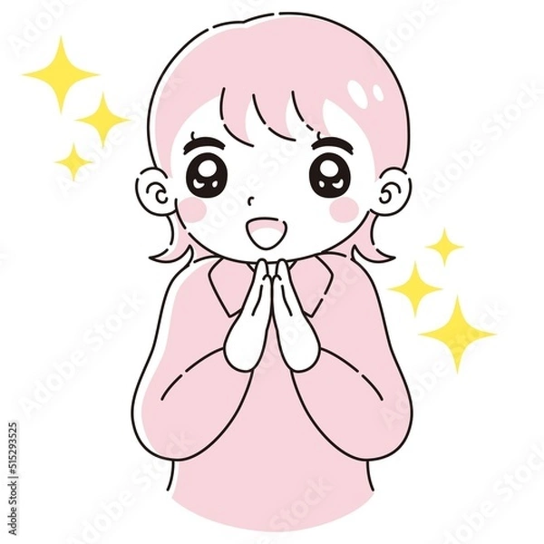 Fototapeta ときめく女性のイラスト（シャツ着用）