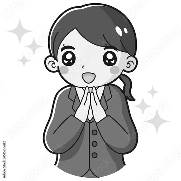 Fototapeta スーツを着た　ときめく女性のイラスト