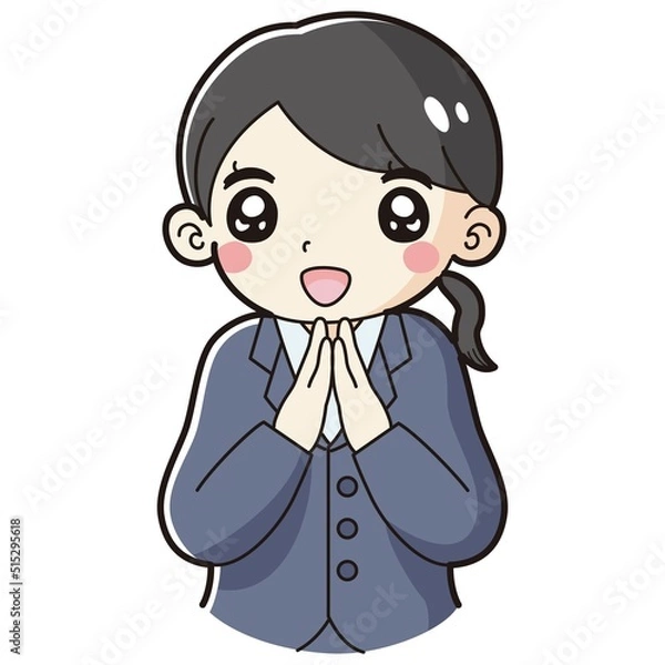 Fototapeta スーツを着た　ときめく女性のイラスト