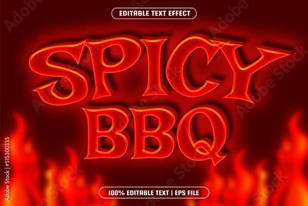 Obraz Spicy bbq editable text effect red light style