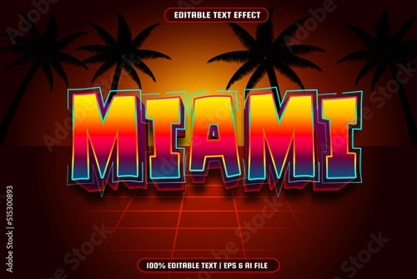 Obraz Miami editable text effect retro style