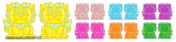 Obraz 美味しいグミのような可愛いシーサーのイラスト【沖縄】