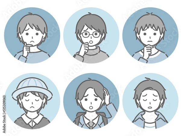 Fototapeta 困る少年の丸アイコンセット