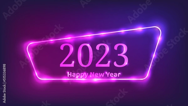 Obraz 2023 Happy New Year neon background