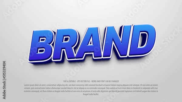 Fototapeta Brand bold 3d style editable text effect