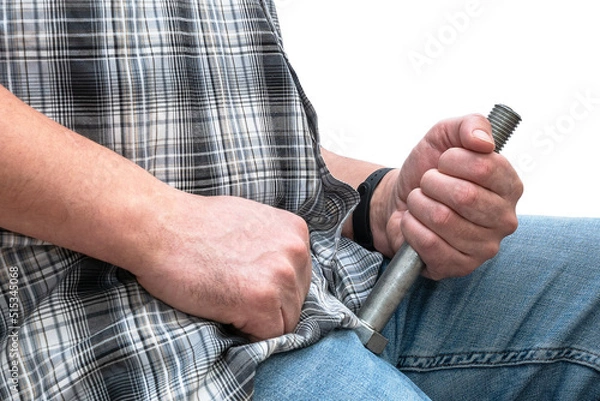 Fototapeta Increased libido, hypersexuality. Long abstinence on a white background