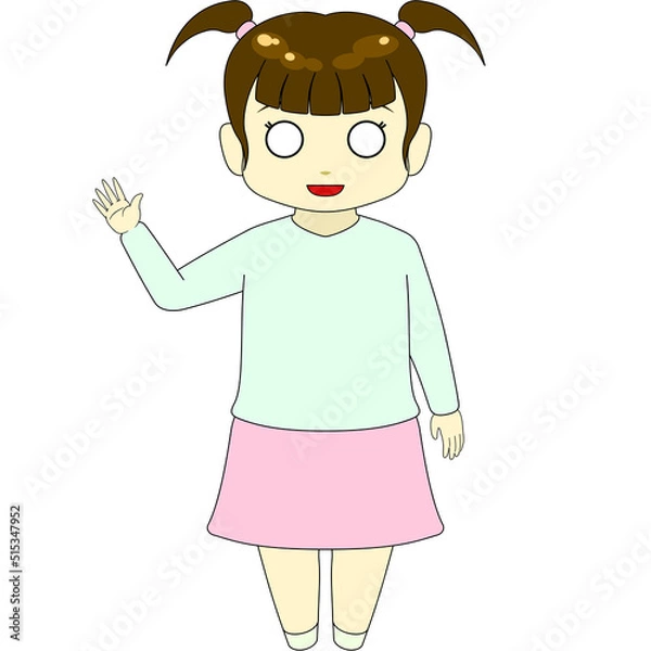 Fototapeta ちびキャラのイラスト（女性・正面）