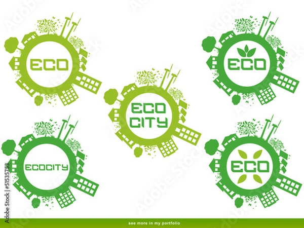 Fototapeta city on (around) the earth globe, ecology