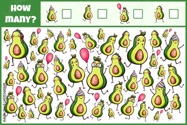 Fototapeta Educational mathematical game. Count the objects. Count how many objects. Counting game for children.