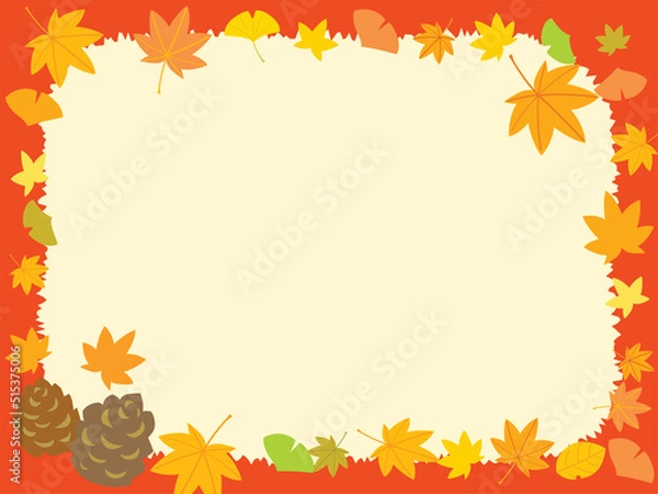 Fototapeta 秋の落ち葉の背景イラスト