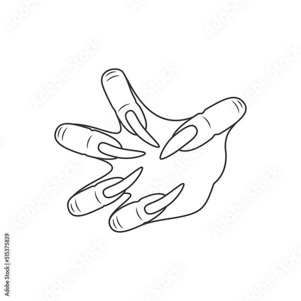 Fototapeta Monster hand icon. Vector image of a monster hand or paw with claws.