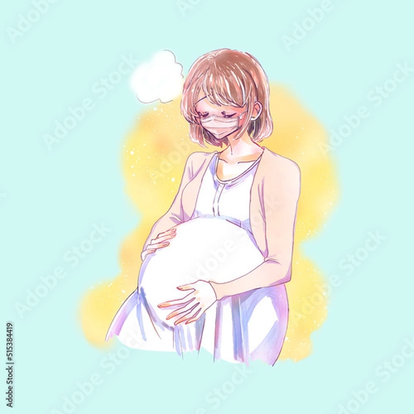 Fototapeta 苦しそうな妊婦さん