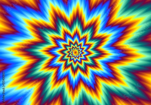 Fototapeta Pulsing fiery star. Optical illusion.