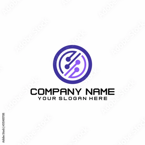 Obraz Technology - vector logo template for corporate identity. Abstract chip sign. Network, internet tech concept illustration. Design element.