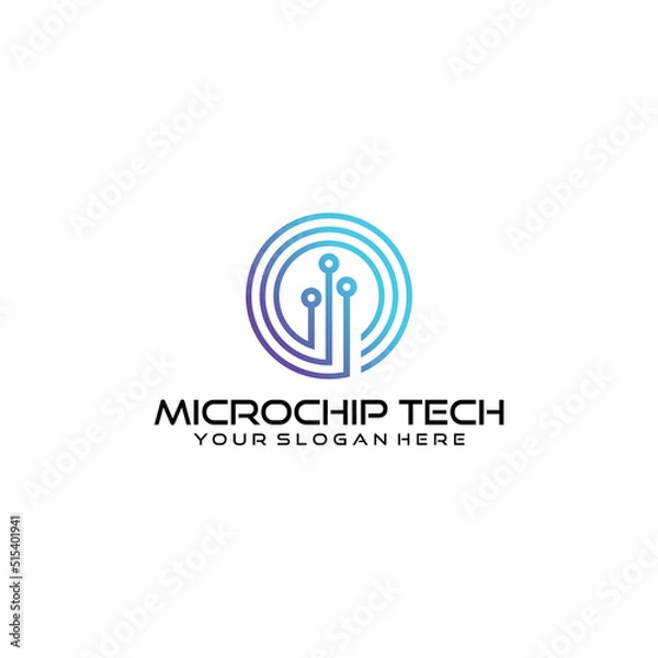 Obraz Technology logo design template, Technology abstract dot connection cross vector logo icon circle logotype