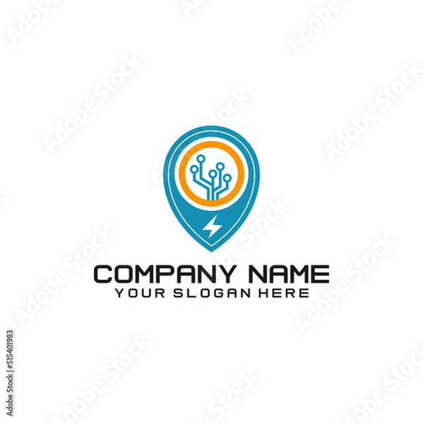 Fototapeta technology logo design vector, Technology - vector logo for corporate identity