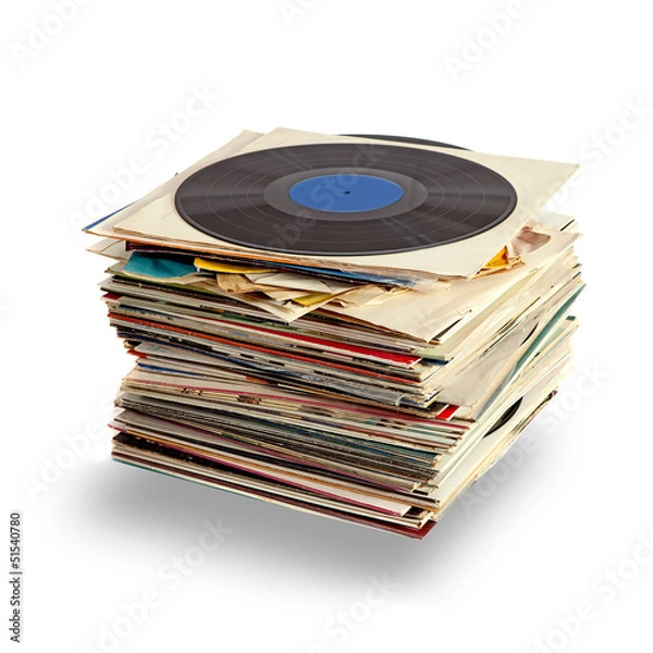Obraz Vinyl records with shaddow on white background