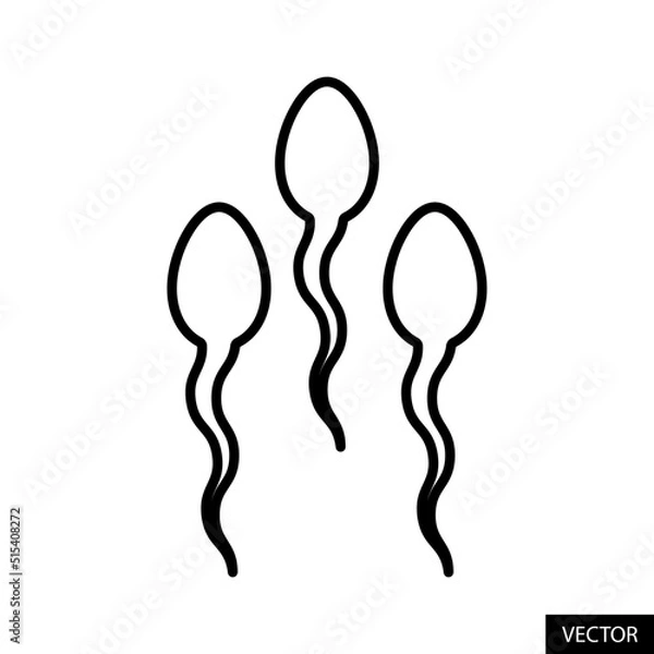 Fototapeta Sperm vector icon in line style design for website, app, UI, isolated on white background. Editable stroke. Vector illustration.
