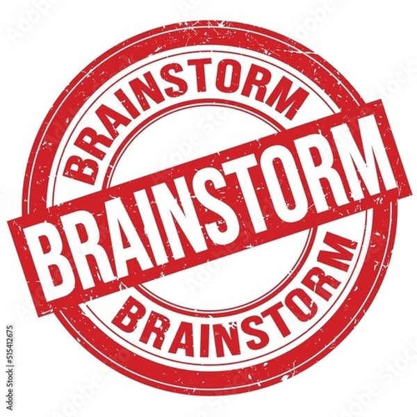 Fototapeta BRAINSTORM text written on red round stamp sign