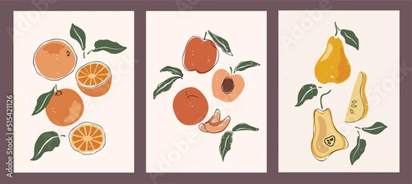 Fototapeta Set of abstract backgrounds. Aesthetic post cards collection. Geometrical elements. Trendy vector illustrations in pastel colors