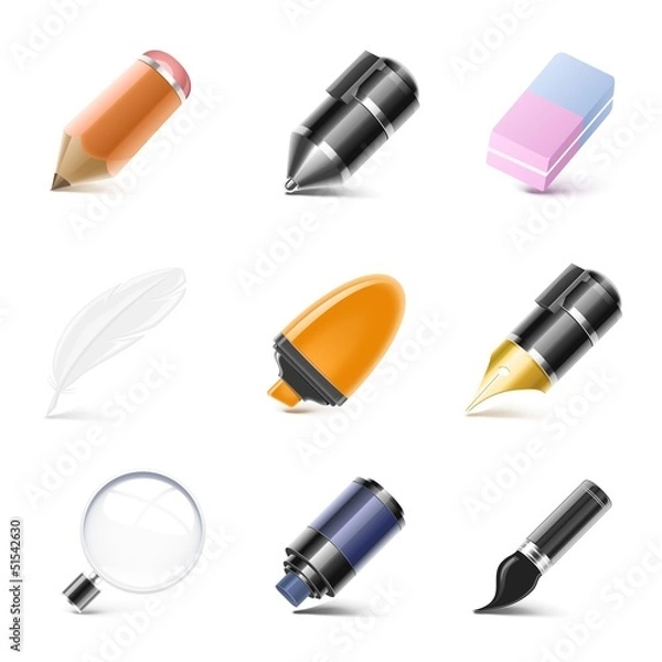 Obraz writing vector icon set