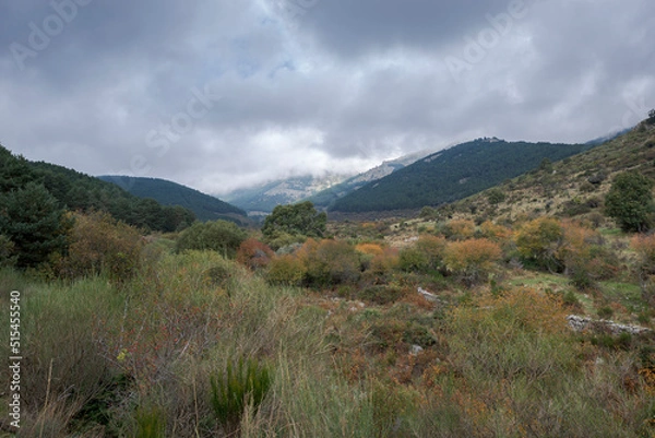 Fototapeta Views of the Hueco de San Blas, a very popular place for hikers located in the municipality of Manzanares el Real, province of Madrid, Spain