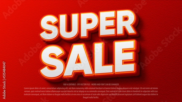 Fototapeta Super sale bold 3d style editable text effect