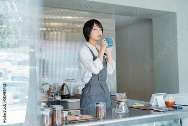 Fototapeta カフェ 女性スタッフ