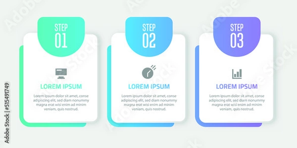 Fototapeta Infographic template design, Vector infographic design with 3 options or steps, Colorful gradient infographic design, Business infographic template for presentation, brochure, diagram, flow charts
